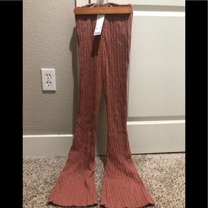 UO Rosie Ribbed High-Waisted Flare Pant